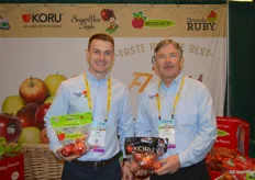 Eric Martinson and Jay Dyer with Chelan Fresh show Rockit apples and Koru.